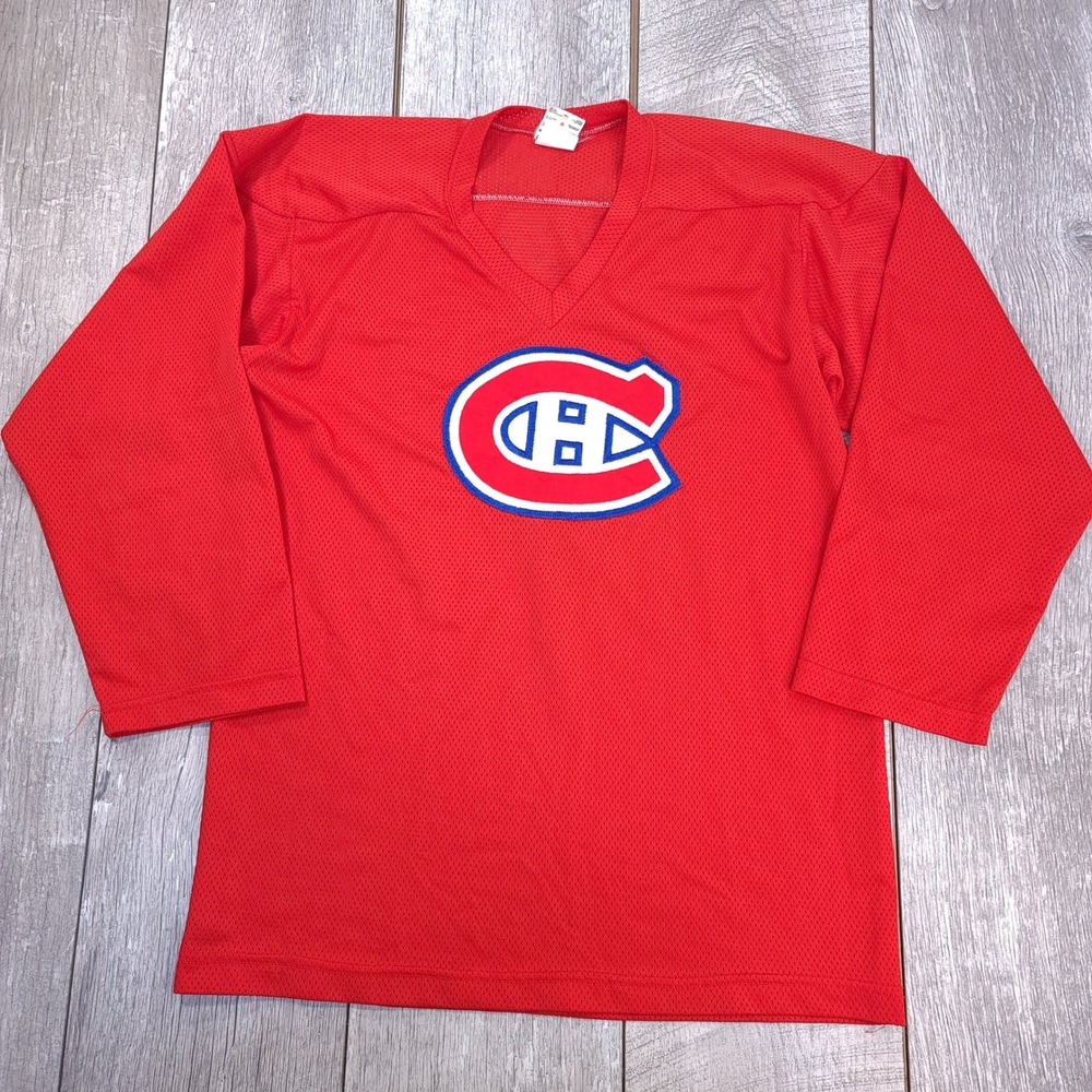 Ravens Knit Hockey Jersey Mens Large Red Montreal Canadiens NHL Mesh Vintage
